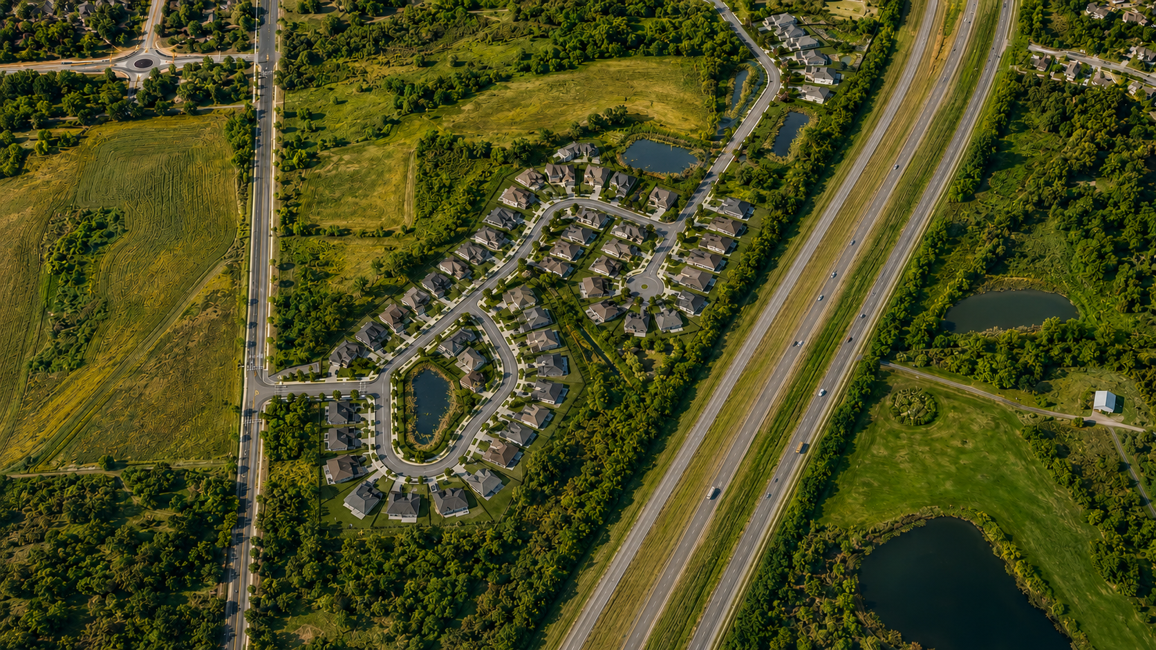 Aerial rendering of the Birchview Preserve subdivision in Lino Lakes